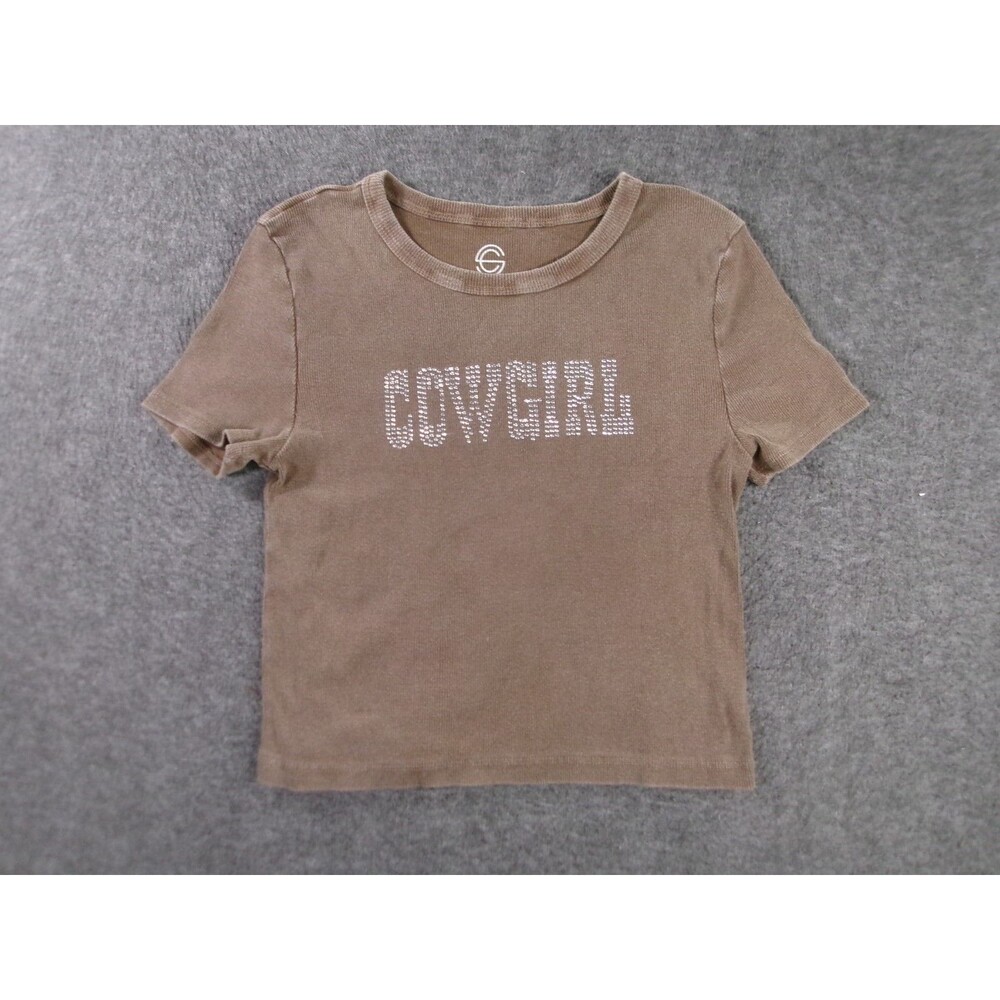 Social Culture Crop Top Women XL Brown Cowgirl Casual Casual Y2K Bling